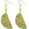 Yellow Lime Beaded Pave Rhinestone Felt Earrings