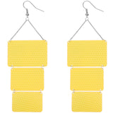Yellow Triple Square Link Drop Earrings