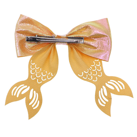 Orange Mermaid Tail Hair Bow Barrette