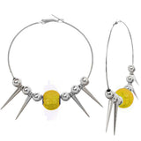 Yellow Mesh Spike Bead Hoop Earrings