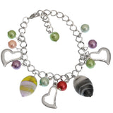 Multicolor Beaded Chain Link Charm Bracelet