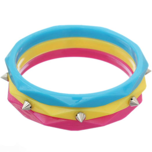 Pink Blue Multicolor Spike Stacked Bracelets