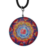Yellow Blue Kaleidoscope Nylon Charm Necklace