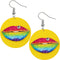 Yellow Multicolor Big Lip Wooden Earrings