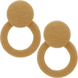 Mustard Yellow Round Button Hoop Earrings