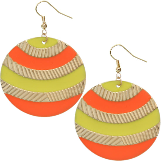 Yellow Orange Two Tone Dangle Earrings