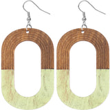 Yellow Oval Wooden Dangle Earrings