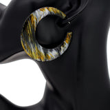 Yellow Abstract Painted Wooden Hoop Earrings