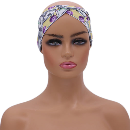 Yellow Money Criss Cross Stretch Headband