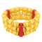 Yellow Red Wooden Beaded Stretch Bracelet