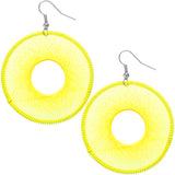 Yellow Round Woven Earrings