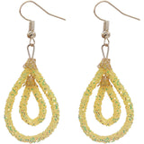 Yellow Sequin Confetti Double Teardrop Hoop Earrings