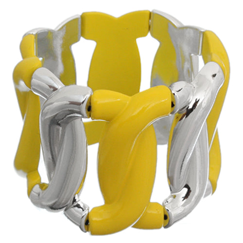 Yellow Silver Chain Link Stretch Bracelet