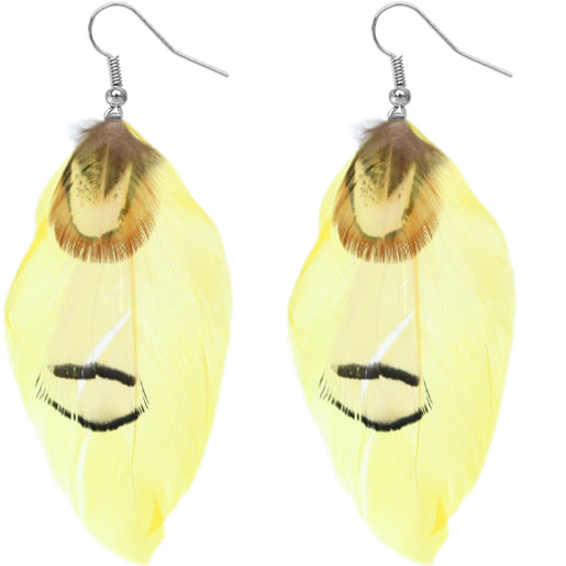Yellow Feather Earrings