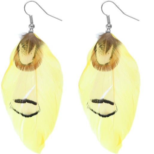 Yellow Feather Earrings