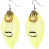 Yellow Feather Earrings