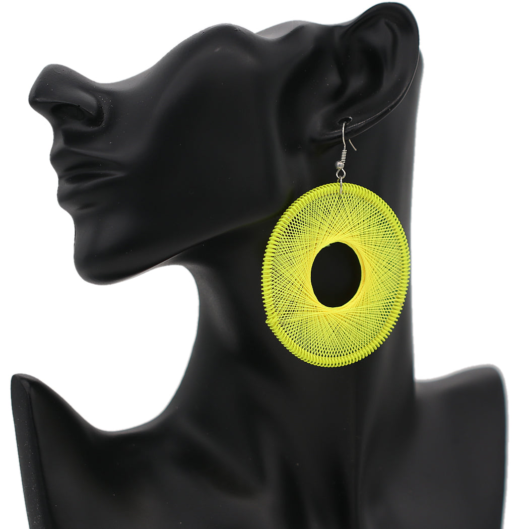 Yellow Woven Thread Earrings