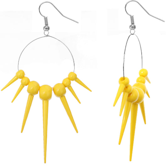 Yellow Gradual Spiked Hoop Earrings