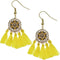 Yellow Tassel Fringe Mandala Dangle Earrings