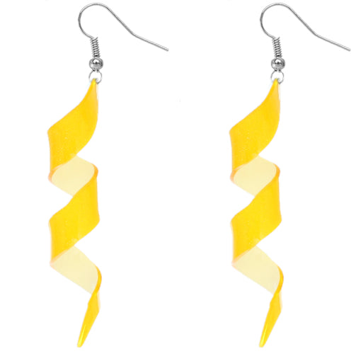 Yellow Swirl Icicle Dangle Earrings