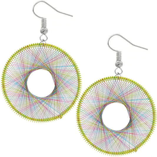 Yellow Multicolor Woven Thread Earrings