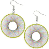 Yellow Multicolor Woven Thread Earrings