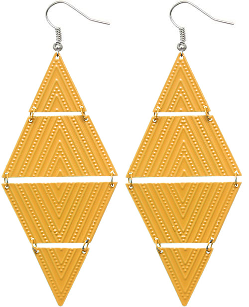 Yellow Inverted Triangle Link Earrings