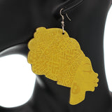 Yellow Large Turban Head Wrap Wooden Earrings