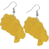 Yellow Large Turban Head Wrap Wooden Earrings