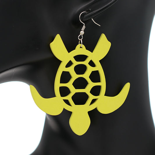 Yellow Sea Turtle Wooden Earrings