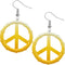Yellow Two Tone Large Peace Sign Metal Earrings