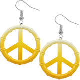 Yellow Two Tone Large Peace Sign Metal Earrings