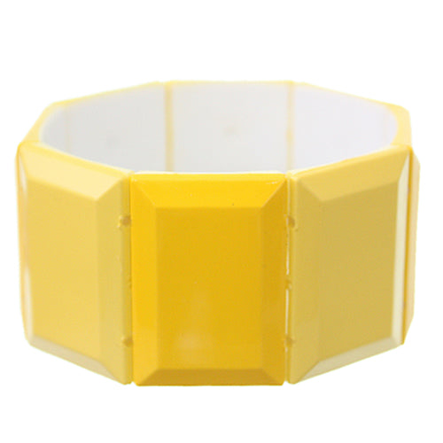 Yellow Square Two Tone Stretch Bracelet