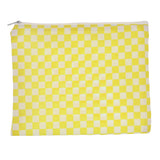 Yellow White Checkered Zipper Pouch Bag