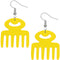 Yellow Afro Pick Wooden Dangle Earrings