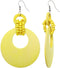 Yellow Wooden Bead Hoop Earrings