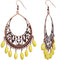 Yellow Rose Wooden Filigree Drop Earrings