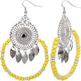 Yellow Wooden Beaded Dream Catcher Earrings