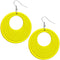 Yellow Wooden Circular Roll Texture Dangle Earrings