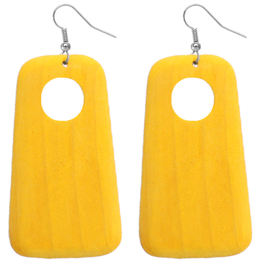 Yellow Cutout Wooden Earrings