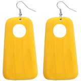 Yellow Cutout Wooden Earrings