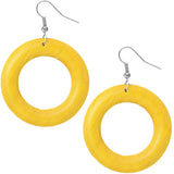 Yellow Wooden Hoop Earrings