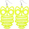 Yellow Wooden Hoot Owl Earrings