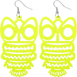 Yellow Wooden Hoot Owl Earrings