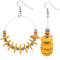 Yellow Wooden Round Spacer Hoop Earrings