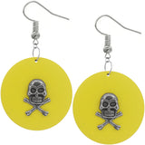 Yellow Skull Wooden Dangle Earrings