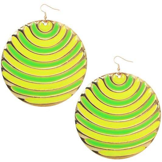 Green Yellow Striped Earrings
