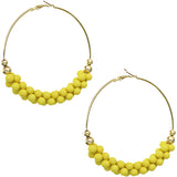 Yellow Barbell Beaded Hoop Earrings
