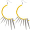 Yellow Beaded Curve Spike Earrings