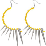 Yellow Beaded Curve Spike Earrings